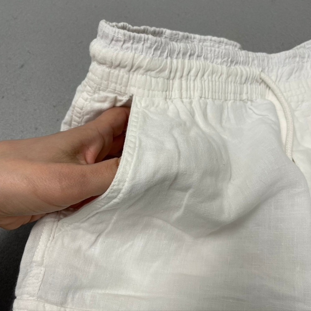 Vilebrequin Cargo Shorts Mens S White 100% Linen Elastic Waist BAIP8C2 OF 81718 - Picture 4 of 16
